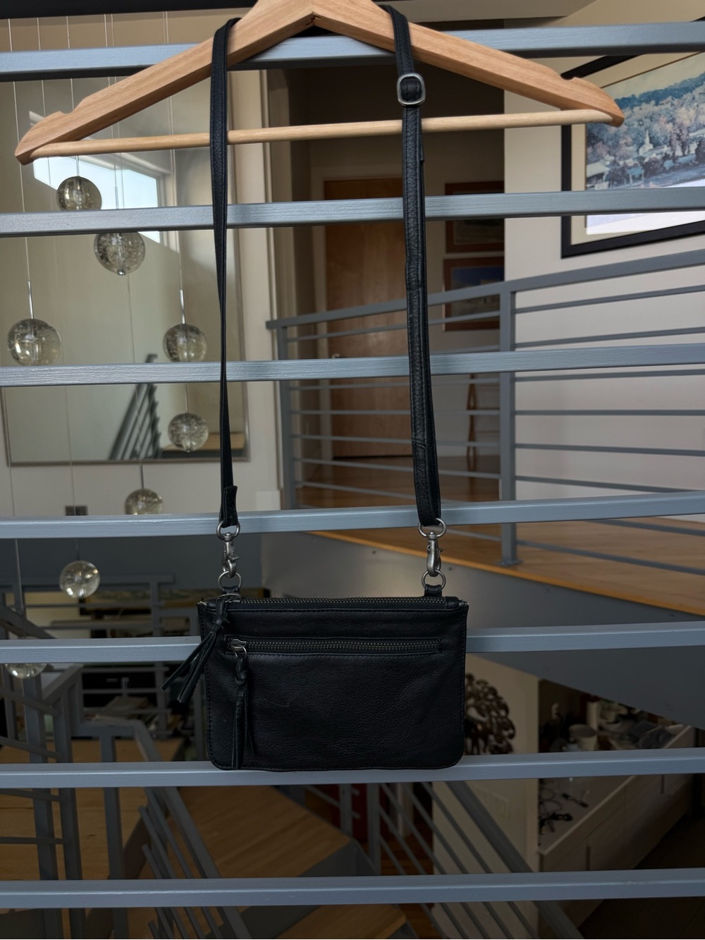 Day & Mood Black Leather Crossbody Bag